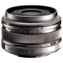 Olympus M.ZUIKO Digital 17mm f1.8 Compact Wide Angle Lens Silver